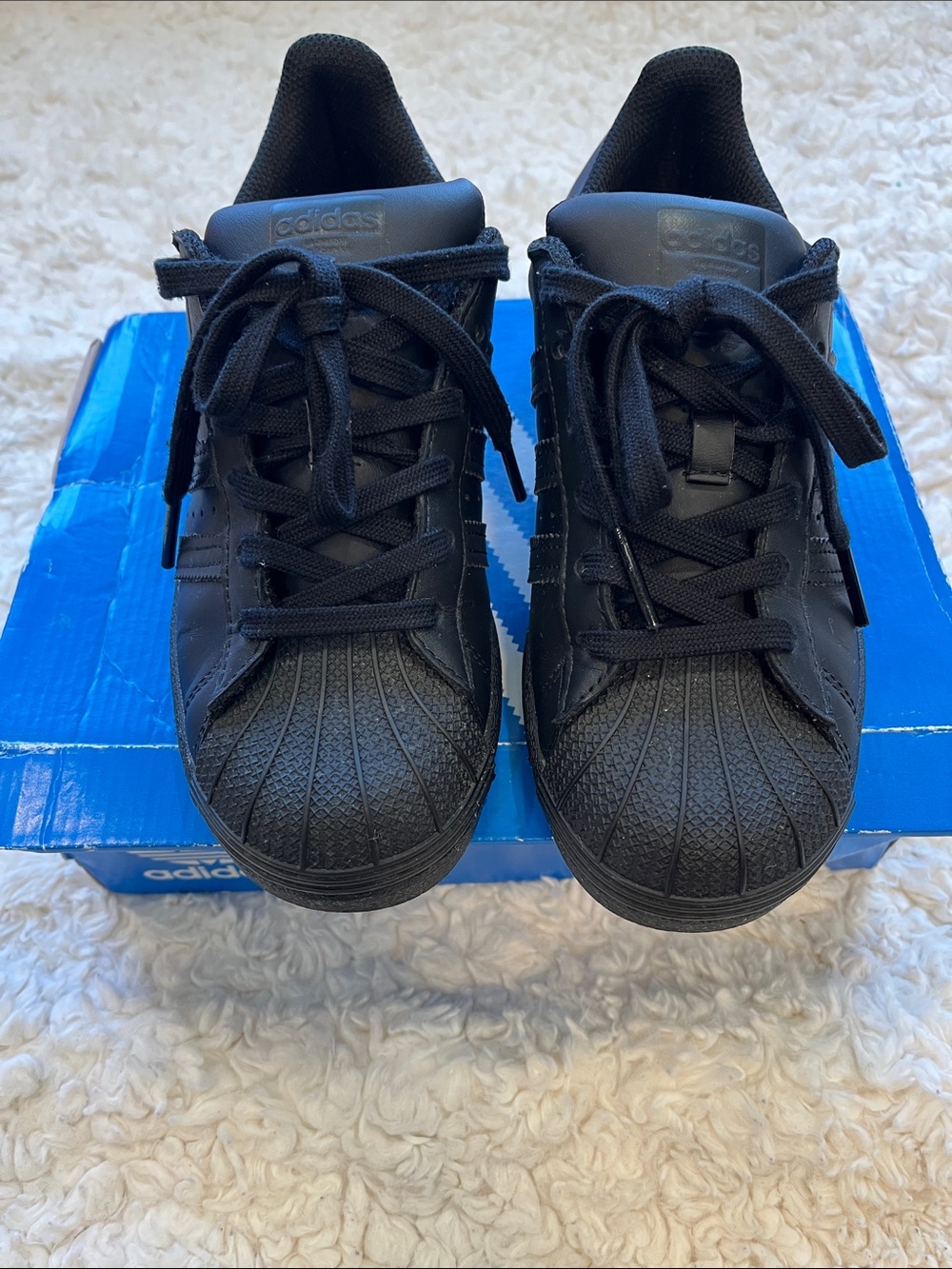 adidas Black Leather Superstar Shell-Toe Sneakers